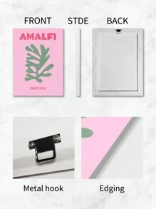 1入組抽象梵谷風格粉色牆藝海報,現代珊瑚紅線條印刷品適用於卧室客廳美學裝飾,附框 - 淺粉色 - 查看 6