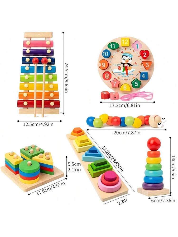 Gioco Montessori Legno Per Bambini 3-6 Anni - 32 Bastoncini Colorati