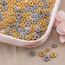 50入組/袋不鏽鋼0.6cm小花珠,金色/鋼色雪花間隔器diy珠寶配件,手鍊/項鍊分隔器散珠材料 - 復古銀色 - 查看 6