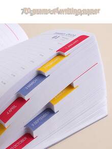 2024英文每天365天計畫時間管理效率手冊筆記本,具備打卡功能 - 黃色 - 查看 10