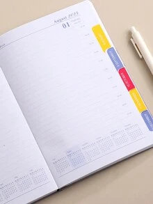 2024英文每天365天計畫時間管理效率手冊筆記本,具備打卡功能 - 黃色 - 查看 6