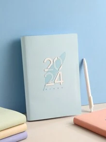 2024英文每天365天計畫時間管理效率手冊筆記本,具備打卡功能 - 黃色 - 查看 5