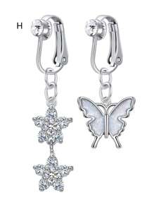 CIZME 1套裝的2女士們假肚臍環假肚臍指甲片夾在肚臍圓環銀 - 銀色 - 查看 13