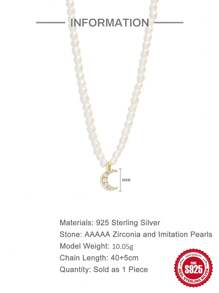 1 件貝殼珍珠鍊邪惡之眼 S925 純銀項鍊女式夏季裝飾精美項鍊情人節精美珠寶 - 金色 - 查看 6