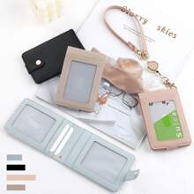 翻蓋式卡片套,公車卡套,ic卡保護套,id卡套,地鐵卡套,附可伸縮掛繩、卡片收納盒、證件夾、卡片整理盤 - 黑色 - 查看 2