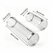 1pc BBQ Rolling Grill Basket, Stainless Steel Grilled Cage, Round BBQ Grill Mesh For Vegetable Fries Fish, Portable Barbecue Cooking Grill Net, Grilling Baskets For Outdoor Grilling, Outdoor Camping Grilling Rack, Camping Picnic Cookware - Silver - View 4