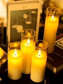 3入組閃爍無火led小水滴燭光氛圍燈,室內室外電池供電燭光裝飾燈,聖誕萬聖節婚禮派對朋友家庭晚宴氛圍燈,三個米色聖誕節桌面求婚的特殊裝飾燈,是女性朋友的最佳禮物 - 白色 - 查看 1