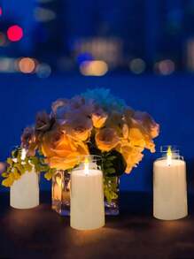 3入組閃爍無火led小水滴燭光氛圍燈,室內室外電池供電燭光裝飾燈,聖誕萬聖節婚禮派對朋友家庭晚宴氛圍燈,三個米色聖誕節桌面求婚的特殊裝飾燈,是女性朋友的最佳禮物 - 白色 - 查看 6