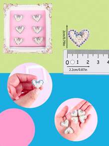 10 cái Rhinestone Decor hình trái tim Iron-on Patch - Nhiều màu - Xem 2