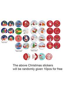 10入組聖誕節卡通圖案隨機包裝袋，婚禮派對禮品袋 - 彩色 - 查看 5