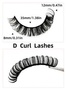 Asiteo 10 Pairs D Curl False Eyelashes, Russian Style DD Curl Faux Mink Lashes, Reusable, Fluffy & Natural, Thick & Soft, Eyelash Extension - 黑色 - 查看 3