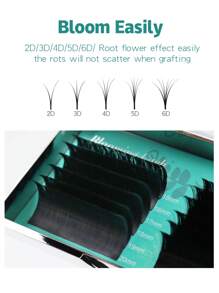 Qeelasee 1 Box 15-20mm MIX Blooming Flare Lashes  Automatic Fanning Lash Faux  Volume Eyelash Extensions Easy Fan - Black - View 6