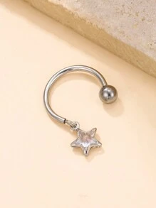 1pc Simple 316L Stainless Steel Flower Shape Heart Shape Bow Round Star Pendant Fan Shape Piercing Nipple Ring Ladies Date Gift - Multicolor - View 7