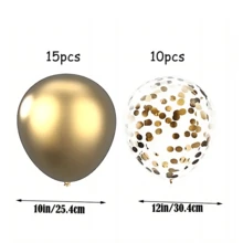 25入組/套12英寸有色金屬紙氣球,派對氣球,鍍鉻金屬氣球,婚禮派對裝飾氣球,室內裝飾,聖誕、萬聖節、感恩節禮物 - 金色 - 查看 3