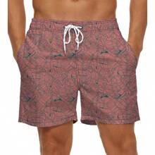 MALE SHORT SUMMER FASHION 3D SUBLIMATION FABRIC IN VARIOUS PRINTS - 乾枯玫瑰色 - 查看 1