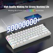 60% Mechanical Keyboard, Gaming Keyboard With Blue Switches RGB Backlit Small Compact 60 Percent Keyboard Mechanical, Portable 60 Percent Gaming Keyboard Gamer - White - View 7