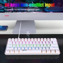 60% Mechanical Keyboard, Gaming Keyboard With Blue Switches RGB Backlit Small Compact 60 Percent Keyboard Mechanical, Portable 60 Percent Gaming Keyboard Gamer - White - View 10