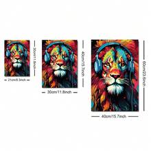3pcs Set Gamer Funny Art Poster Earphone Animal Tiger Wolf Chimpanzees Gaming Funky Painting Canvas Print Creative Wall Picture For Play Room,Dorm,Bedroom,Teen Room,Home Decoration,No Frame - Apricot - View 2