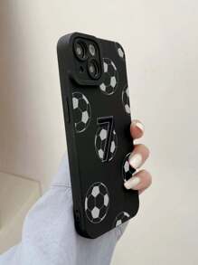 1pc Number 7 Football Printed Phone Case Compatible With Apple Iphone - Black - View 2