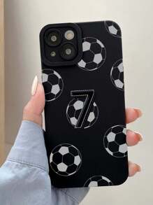 1pc Number 7 Football Printed Phone Case Compatible With Apple Iphone - Black - View 1
