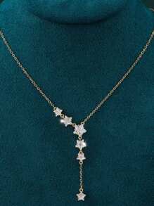 1pc Autumn And Winter New Arrival Women's Delicate Star & Tassel Collarbone Chain Necklace, Korean Style, Versatile 5-pointed Star Pendant Jewelry For Valentine's Day - Star - View 10