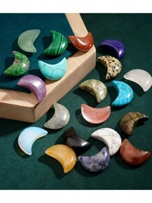 Xiacheng 1pc/5pcs/10pcs/20pcs Random Healing Crystal GemCarved Moon Crescent Crystal Jewelry Accessories - Multicolor - View 2