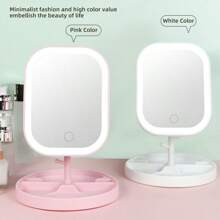 1pc Desktop Led Makeup Mirror With Lights, Detachable & Usb Chargeable & Foldable, Suitable For Students And Dormitory - Multicolor - View 1