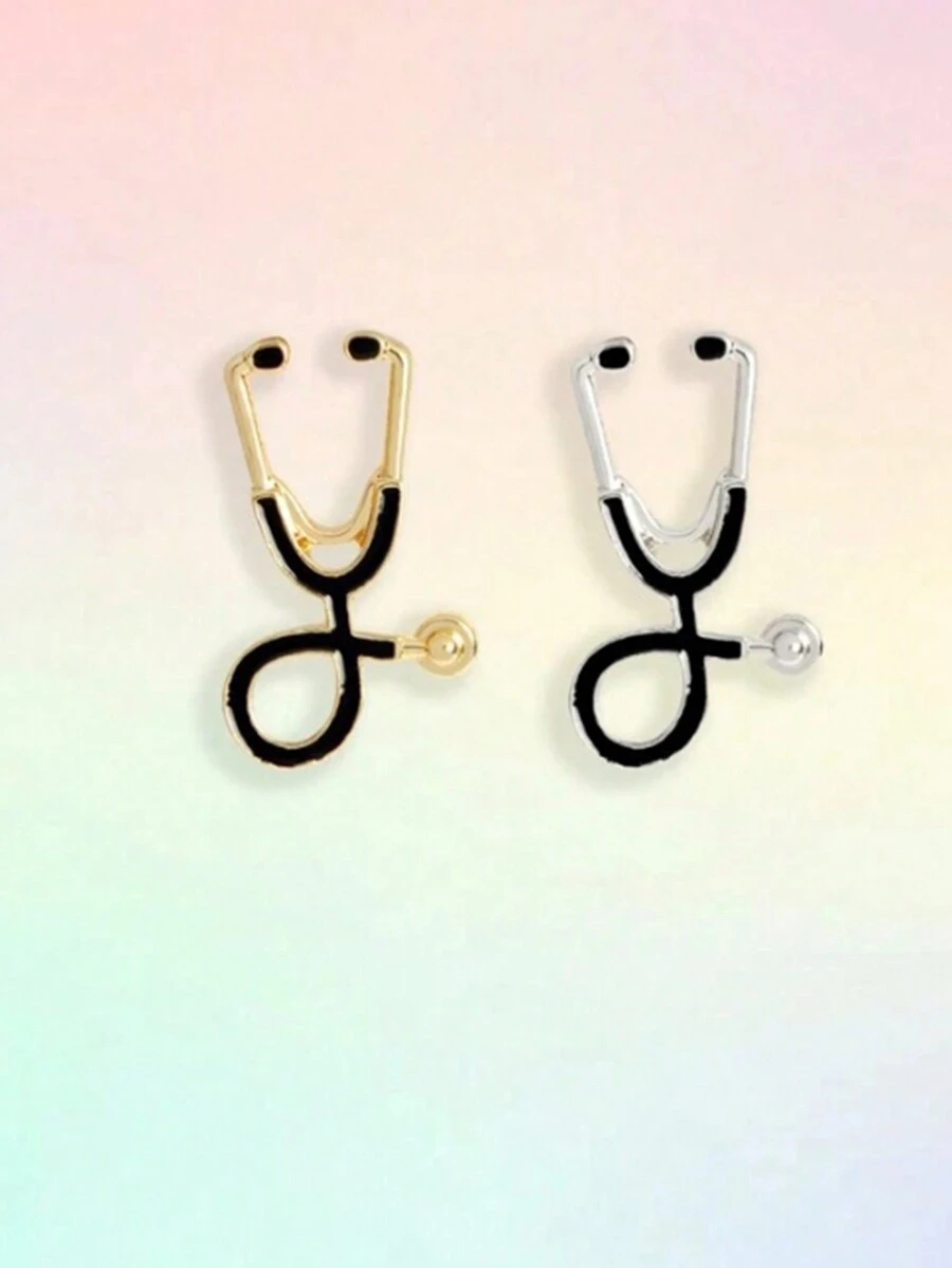 2pcs Stethoscope Collection Enamel Pins Cartoon Doctor Nurse Brooch Lapel Pin Custom Medical Badges Graduation Gift For Students - Stethoscope - View 1
