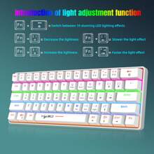60% Mechanical Keyboard, Gaming Keyboard With Blue Switches RGB Backlit Small Compact 60 Percent Keyboard Mechanical, Portable 60 Percent Gaming Keyboard Gamer - White - View 5