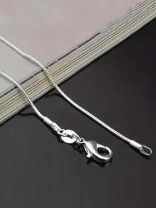 1pc Fashionable & Versatile 1.2mm Snake Chain Necklace For Women - Silver - View 4