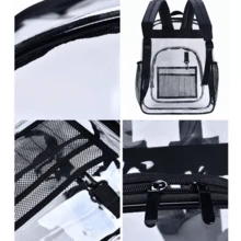 PVC Portable Transparent Backpack, Multi-Pocket Large Capacity Waterproof Casual Classic Backpack - Black - View 3