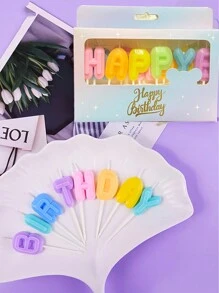 13pcs/Set Colorful Macaron Double-Sided Birthday Party Cake Decoration Candles, Back To School Valentine Day - Multicolor - View 5