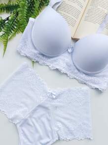 Plus Size Bra & Panty Sets - 白色 - 查看 2