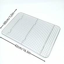 One Stainless Steel Wire Grid Cooling Rack For Baking And Cooking, Multifunctional Oven Rack, Fits Half Sheet Pan, Heavy Duty Cookie Cooling Rack, For Baking Cookies, Oven And Dishwasher Safe - Silver - View 4