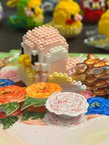 积木玩具鸟和桃子房间装饰 - 彩色 - 查看 3