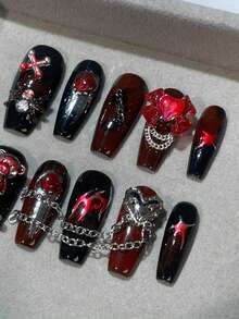 適用於派對、生日和日常穿搭，提升您的時尚品味。配有1pc JellyGlue，1pc美甲文件。包含（每種1pc） - 彩色 - 查看 2