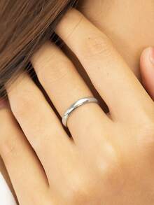 ESBERRY 1 chiếc nhẫn bạc Sterling S925 trơn 3mm, món quà trang sức thanh lịch dành cho phụ nữ, phù hợp để đeo hàng ngày và dự tiệc. - Bạc - Xem 4