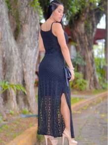 Women Sweater Dresses - Black - View 2