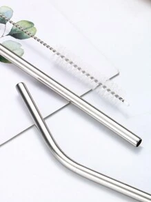 2/4/6/8/10/12 件不锈钢可重复使用吸管和 1 件清洁刷，适用于饮料和水果茶、厨房、圣诞礼物、学校用品 - 銀色 - 查看 11