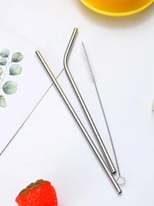 2/4/6/8/10/12 件不锈钢可重复使用吸管和 1 件清洁刷，适用于饮料和水果茶、厨房、圣诞礼物、学校用品 - 銀色 - 查看 10