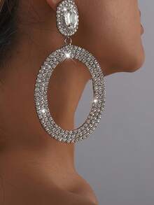 Fashionable Alloy Geometric Earrings With Rhinestone Detail, Palace Style, Unique Ear Accessory For Women - Gold - View 3