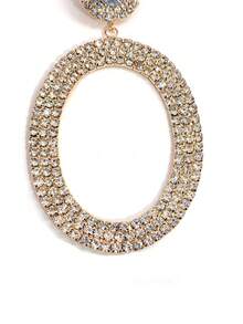 Fashionable Alloy Geometric Earrings With Rhinestone Detail, Palace Style, Unique Ear Accessory For Women - Gold - View 9