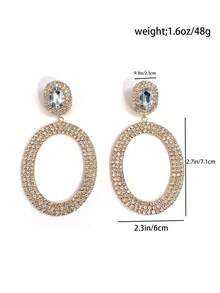 Fashionable Alloy Geometric Earrings With Rhinestone Detail, Palace Style, Unique Ear Accessory For Women - Gold - View 4