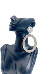 Fashionable Alloy Geometric Earrings With Rhinestone Detail, Palace Style, Unique Ear Accessory For Women - Gold - View 6