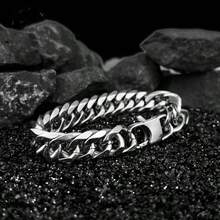 男士不凡的不鏽鋼蛇鏈手鍊,7-9英寸鈦鋼朋克珠寶,彰顯肌肉,時尚首飾 - 10MM - 查看 4