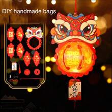 1入組新年燈飾,2024傳統龍年燈籠,diy Pvc燈籠吊墜,春節新年派對裝飾物品,創意禮品,創意燈籠,派對裝飾用品 - 紅色 - 查看 3