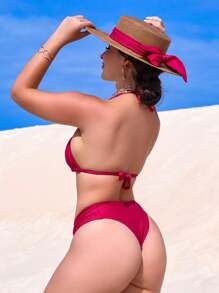 Women Bikini Sets - 紫紅色 - 查看 3