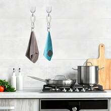 4 件裝現代簡約不銹鋼毛巾、圍巾和浴巾儲物夾,適用於衣櫃、浴室和廚房 - 白色 - 查看 4