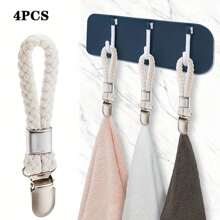 4 件裝現代簡約不銹鋼毛巾、圍巾和浴巾儲物夾,適用於衣櫃、浴室和廚房 - 白色 - 查看 1