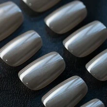 Y2k風格簡約風格短款t型手工可穿戴藝術,灰色純色貓眼指甲藝術設計,適合日常和派對使用,全覆蓋女性人工diy閃粉假甲10入組附工具套裝 - 灰色 - 查看 4